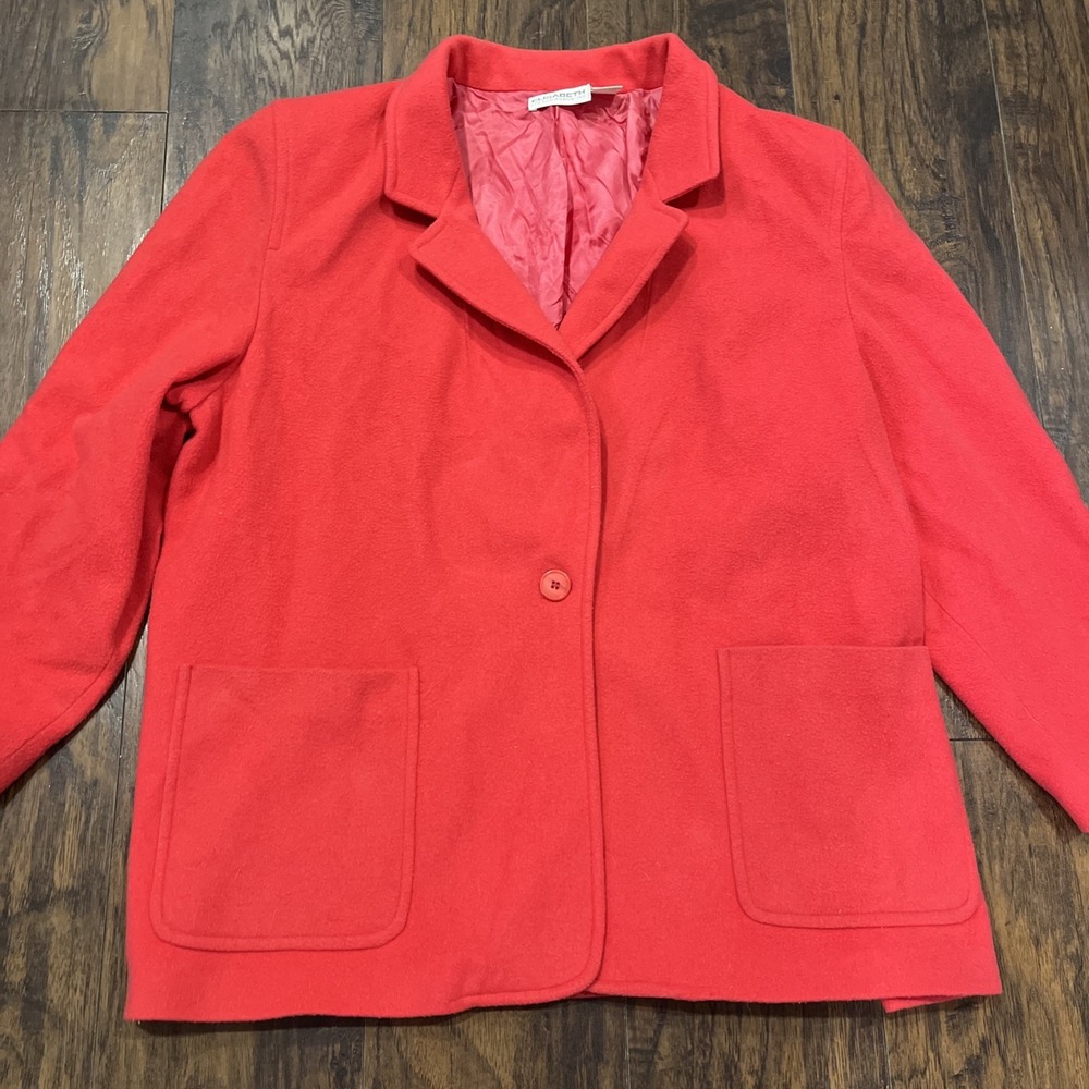 Liz Claiborne Wool Coat Salmon Rose Sz 22 Made In Yugoslav Vintage
